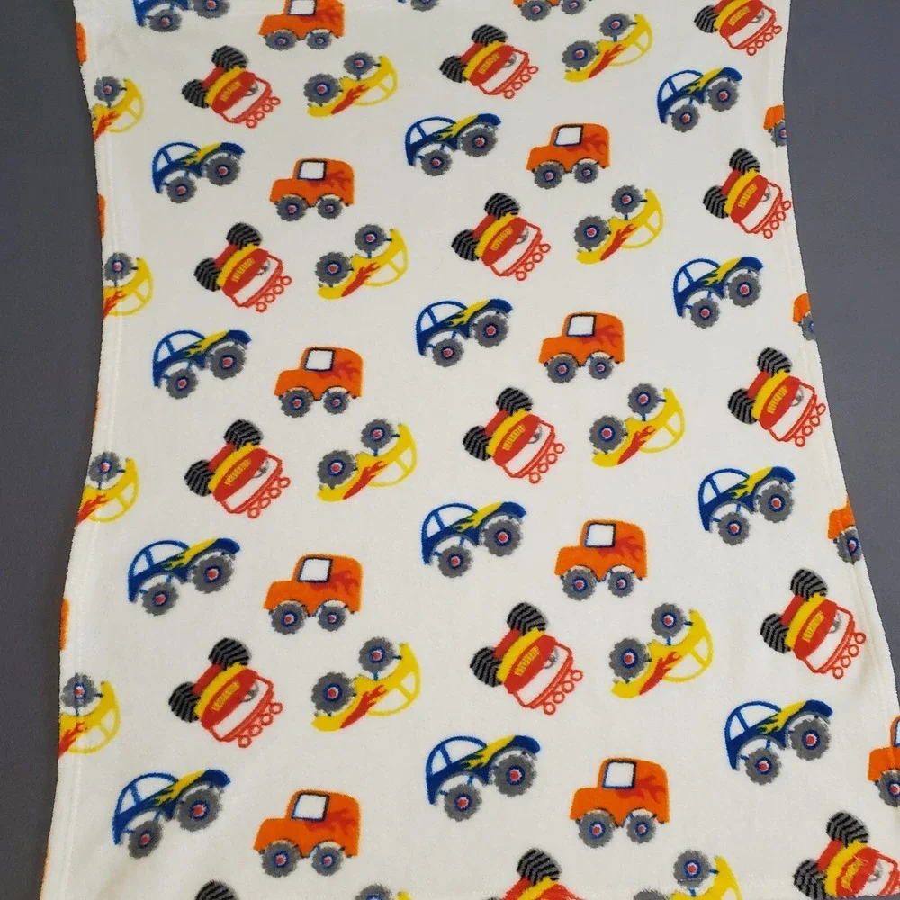 Cutie‎ Pie Blue Monster Cars Trucks Vehicles Baby Blanket White 2018 30x36